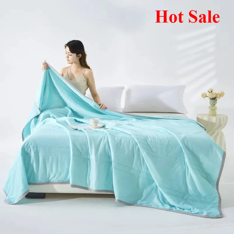 

2025 class A summer cool quilt cold silk single double air conditioner quilt solid color cold summer quilt