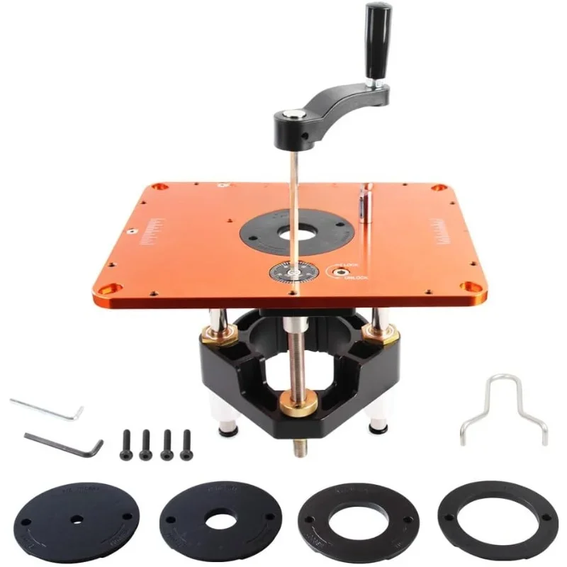 

Diameter Motors, 9-1/4'' x 11-3/4'' Plate 5-Piece Insert Ring Kit Router Lift Systems for 3-1/2"