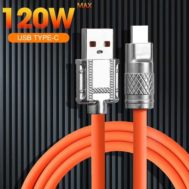 

120W 6A Super Fast Charge Type C Liquid Silicone Cable Quick Charge 1M USB Cable Usb C Charger Cable For Huawei Samsung Xiaomi