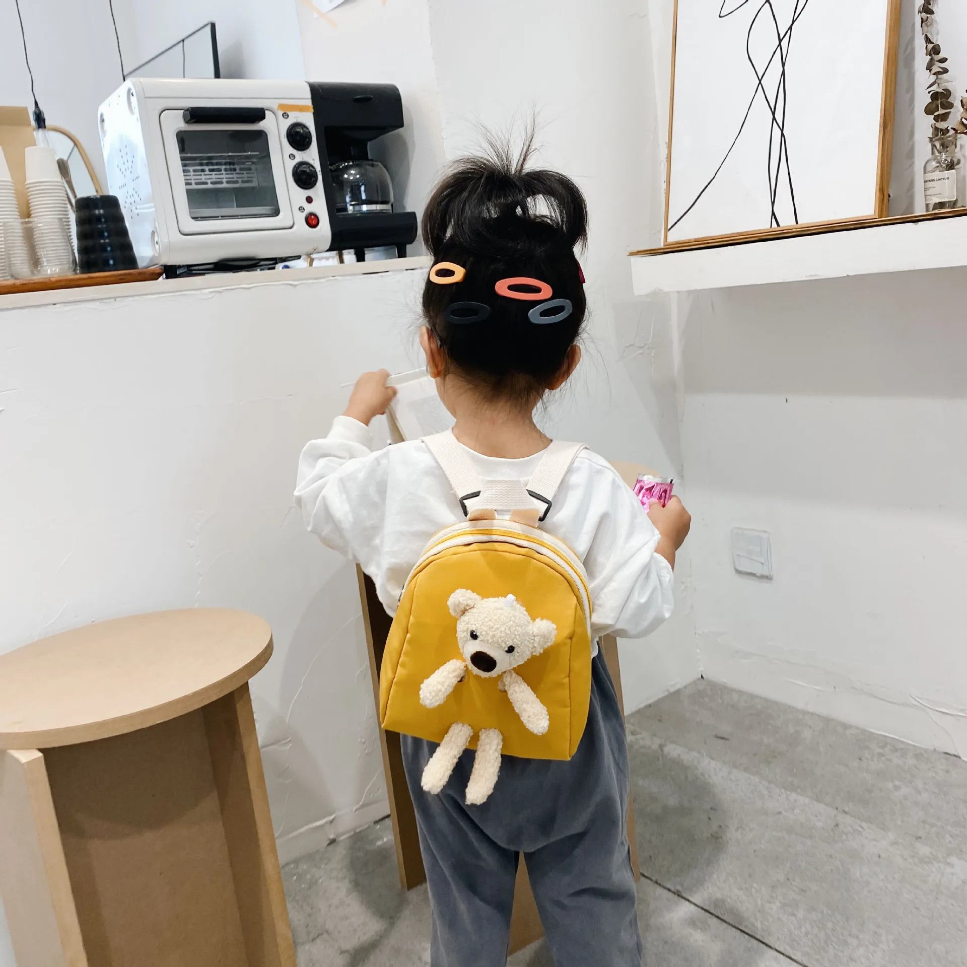 Korean Version of Children\'s Plush Bear Bag New Backpack Cute Cartoon Small Backpack Tide Boys and Girls Toddler School mochila