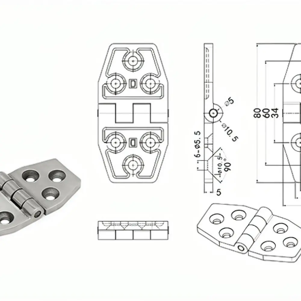 Heavy Duty Industrial Cabinet Hinge 316 Stainless Steel Durable Door Support Flat Open Fan Hardware For Electrical Box HT067