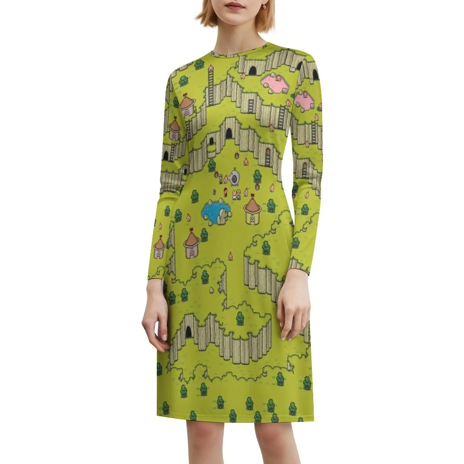 فستان Earthbound Saturn Valley مزين بالزهور للنساء للربيع والصيف فستان كاجوال للحفلات Earthbound Onett Twoson Rpg Jrpg