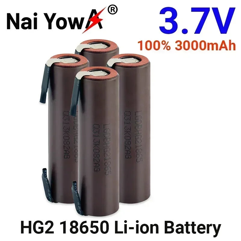 Original Battery 18650 HG2 3000mAh with Strips Soldered Batteries for Screwdrivers 30A High Current + DIY Nickel Inr18650 Hg2