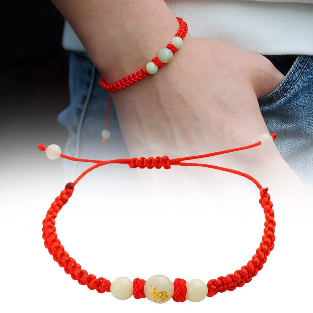 Luminous Chinese Style Dragon Bracelet 2024 Dragon Red Xmas Lucky Bracelet Near Year Year Gift Rope W7m6