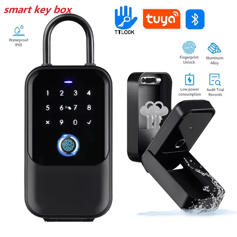 

Outdoor Waterproof Tuya App Key Box Safe Key Biometric Fingerprint Lock Box Smart Key Card Nfc Smart Key Box Wall Mounted