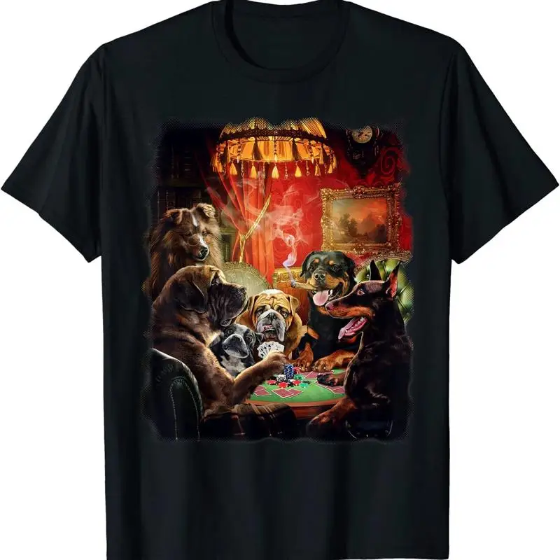 NEW LIMITED Dog Playing Poker Cards T Shirt