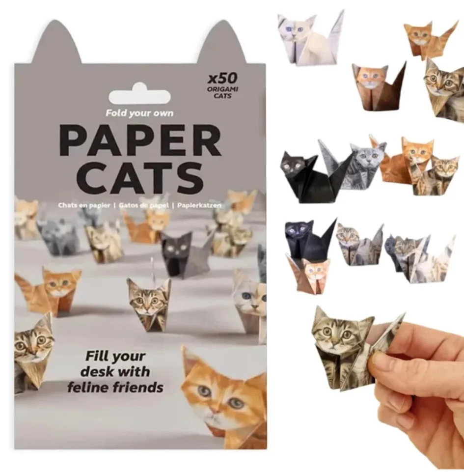 

Creative DIY Paper Cats 50 Sheets DIY Origami Paper Handmade DIY Paper Cat Dog Dinosaur Fun Art Craft Folding Animal Folding Set