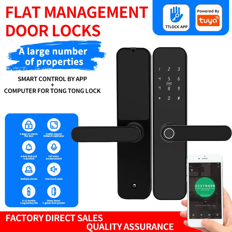 

TTLOCK Tuya smart fingerprint password lock office bedroom wooden door lock anti-theft mobile phone control