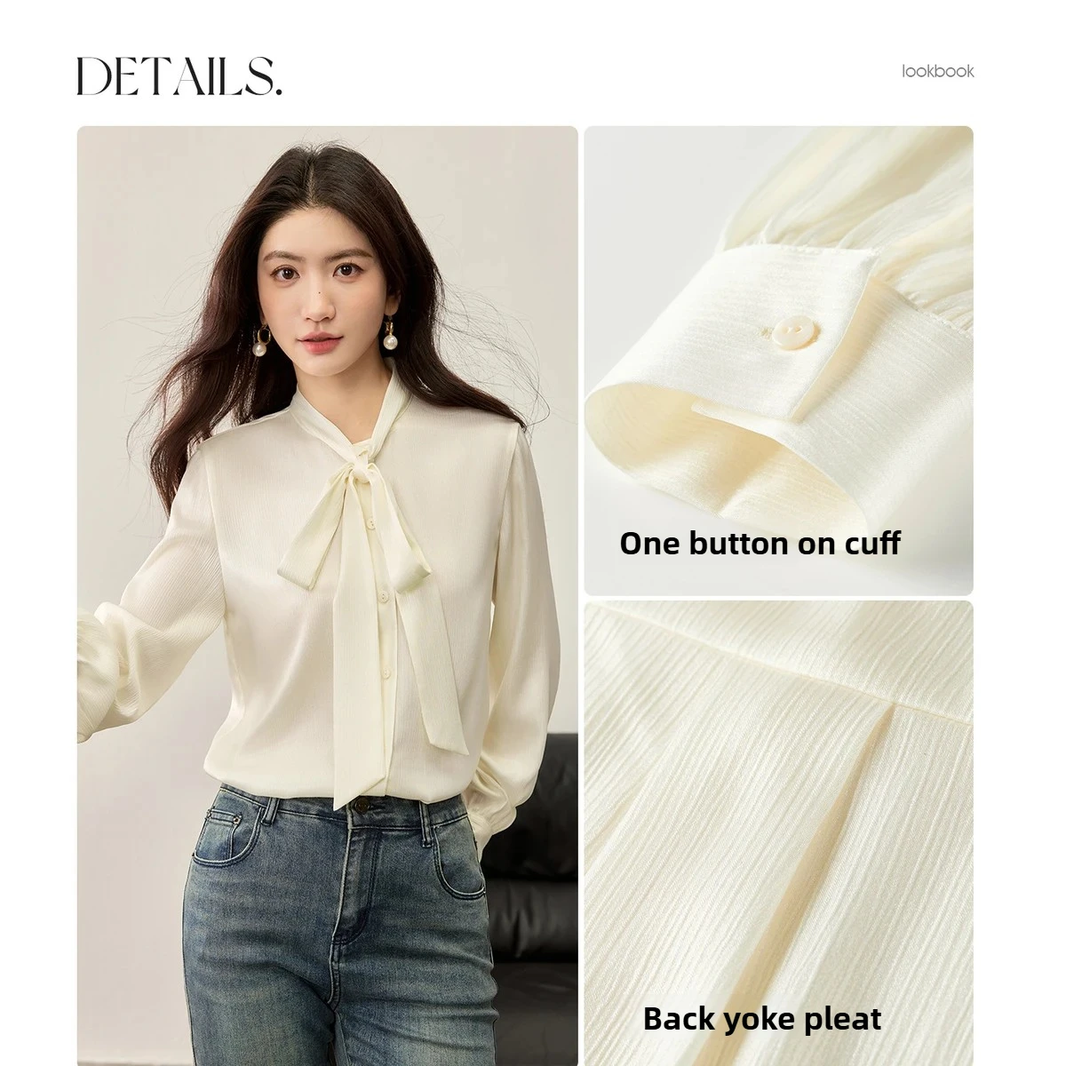 SENTUBILA Women's Satin Texture Chiffon Shirt 2025 Autumn Single Breasted Elegant Office Commuter Long Sleeve Blouse 153CF2412