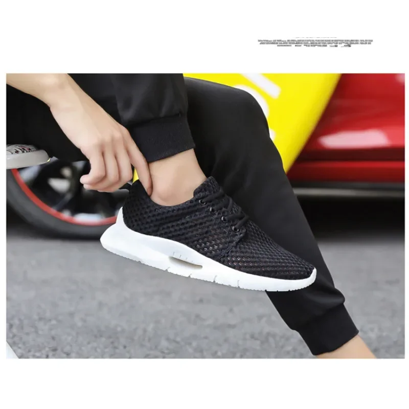 2025 حذاء رجالي جديد للرجال شبكة بيضاء تنفس الصيف خفيفة الوزن المشي لمسافات طويلة مريحة أسود Laceless القيادة حذاء كاجوال Mascus #6