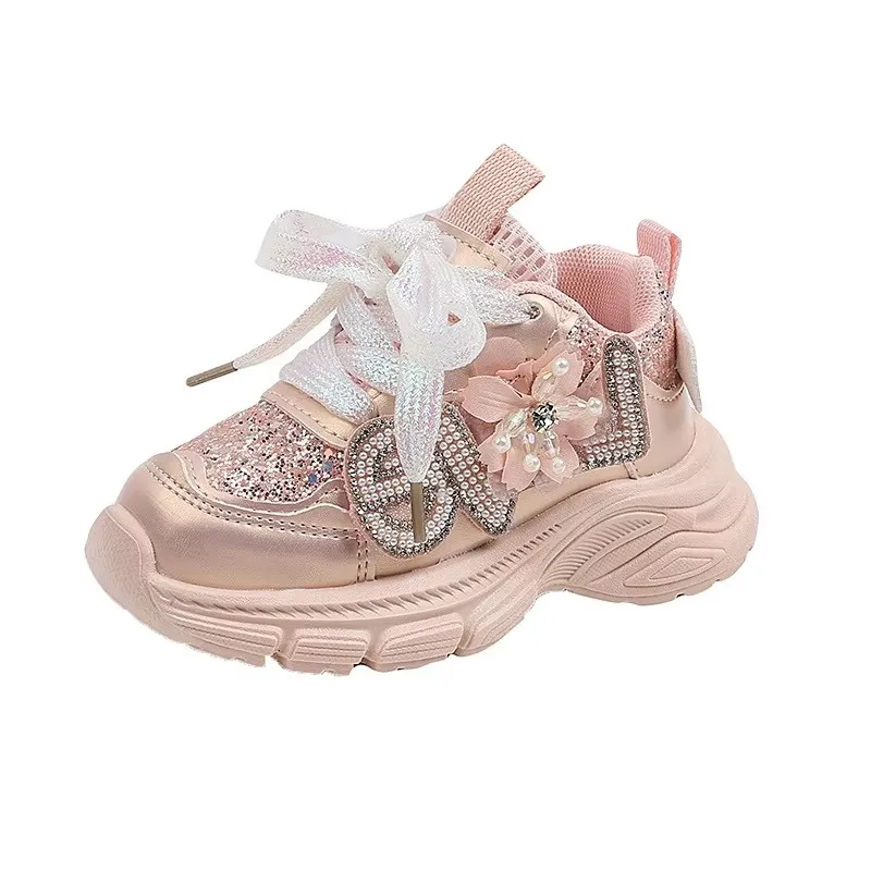 

Zapatos Fashion Girls' Shoes 2025 Autumn New Kids Water Diamond Sneakers Comfort Soft Bottom Girls Bow Casual Shoe Кроссовки