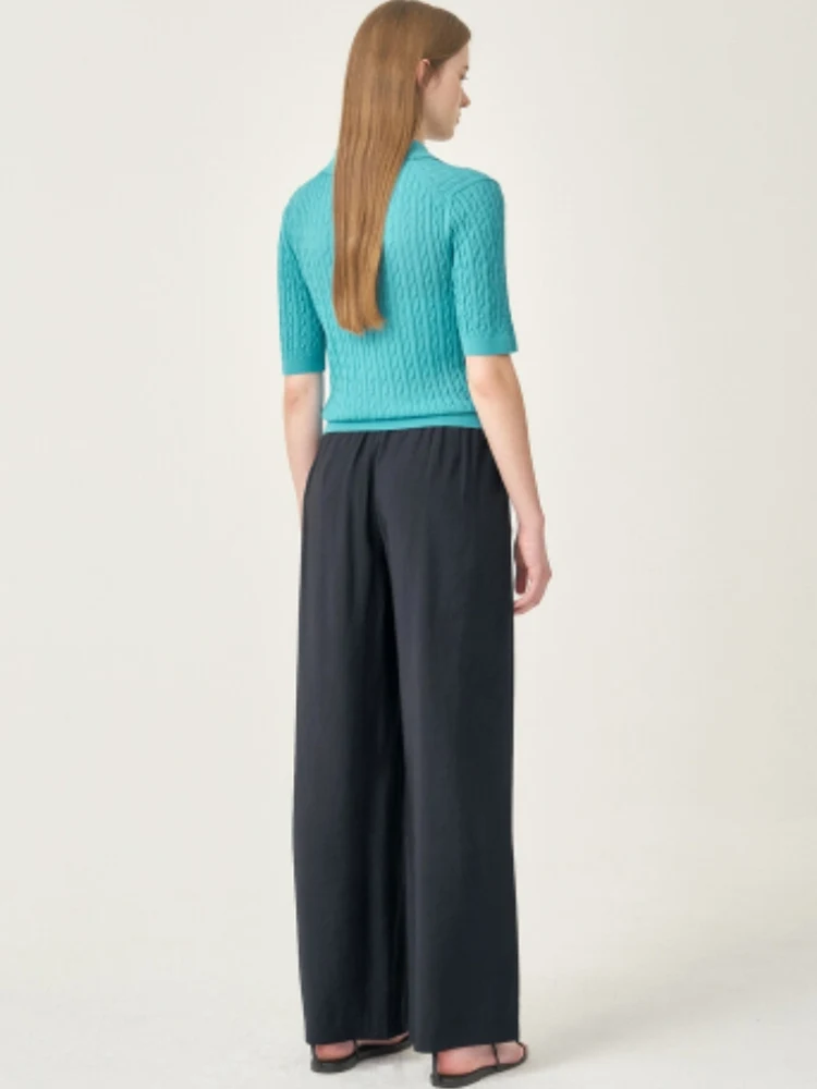 

Korean Sle Casual Summer New Soft Fine Knitted Sweater ort Sve Collar Twist Knit Top Women's Faion Slim Fit