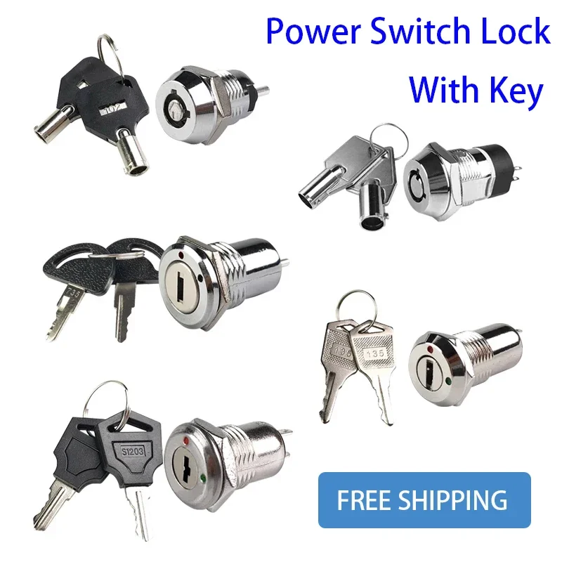 

5/10/20 Sets 12/16/19mm Zinc Alloy Electronic Key Switch ON OFF Phone Lock Security Power Switch Tubular Terminals2 Position