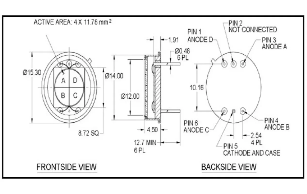 TopeQp50-6 To Silicon Four-quadrant Photodiode Detector Germanfirst Sensor Light Spot Alignment