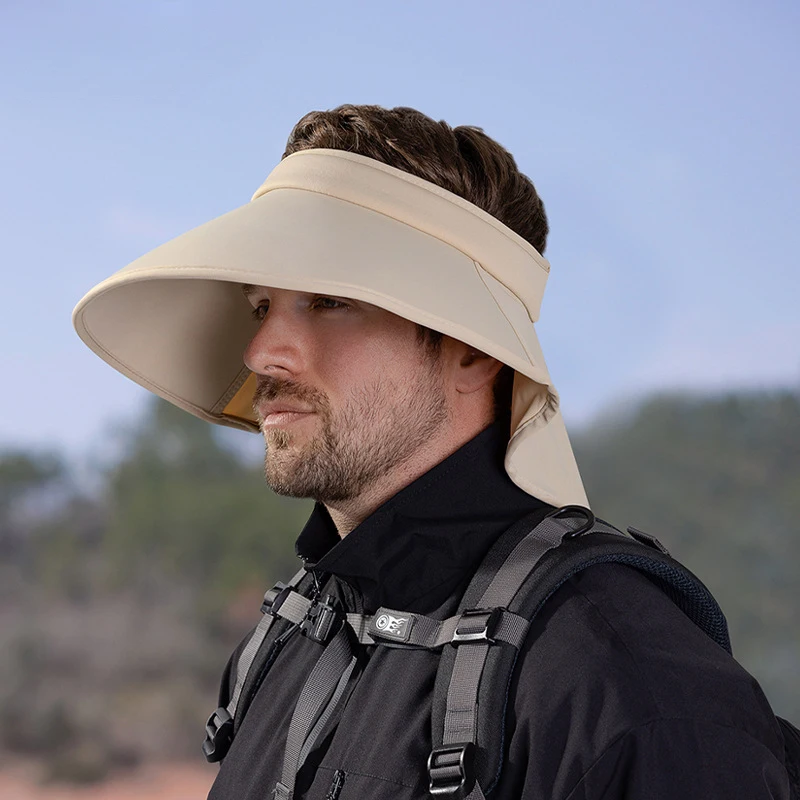 Summer Ice Silk UV Protection Sun Hat Men's Outdoor Cycling Wide Brim Cape Integrated Sun Hat