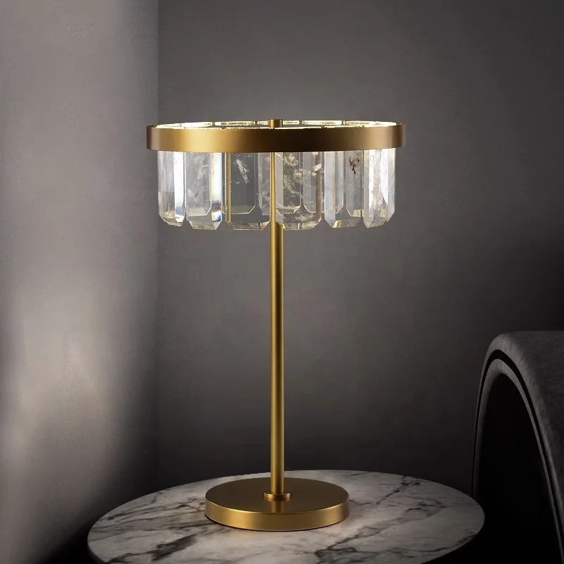 

Brass Gold Cloud Crystal Desk Lamp Luxury Living Room Hotel Villa Bedside Lamp