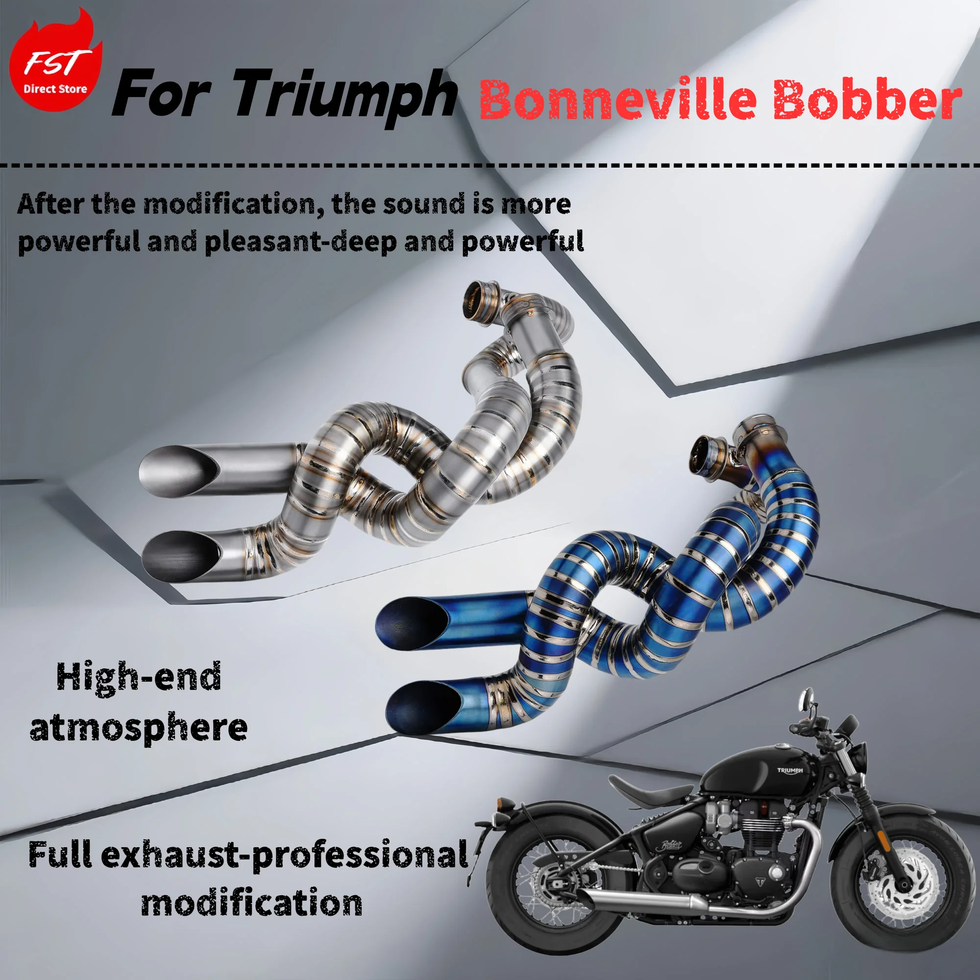 

For Triumph BOBBER-Modified full exhaust pipe-the sound is deep, rich and powerful