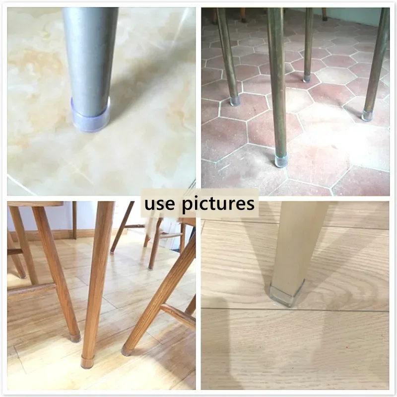 4/8pc Chair Leg Caps PVC Furniture Table Feet Cover Socks Plug Transparent Round Square Insert Plug End Cap Wood Floor Protector