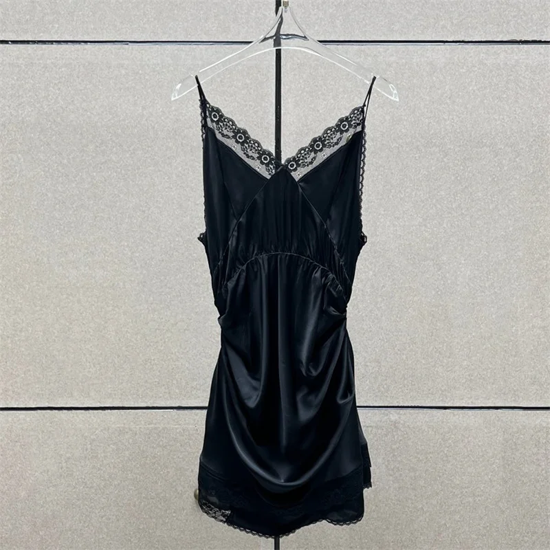 women's dress New lace patchwork mini dress for summer 2026 Sexy backless sleeveless short dress suspender slim fit party dress