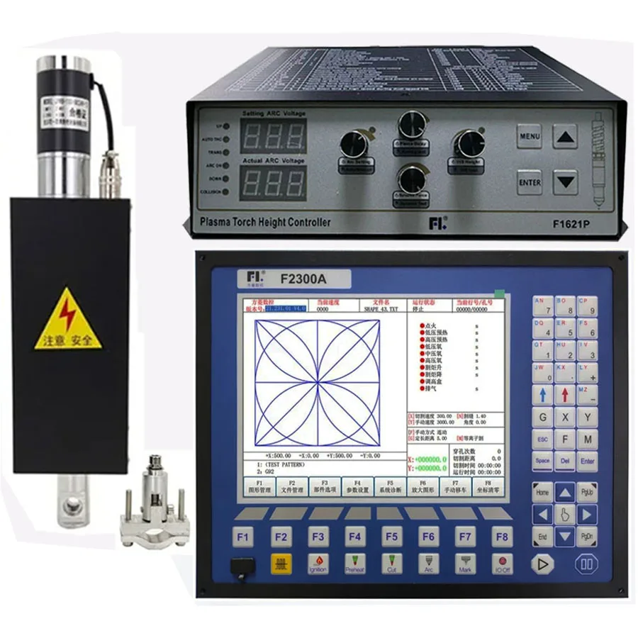 F2300A 2-axis CNC controller+F1621 height adjuster+THC lifting body JYKB-100-DC24V flame plasma cutting machine equipment