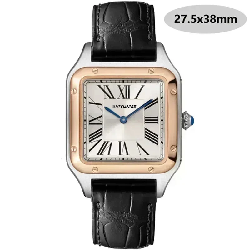 Relógio de safira de alta qualidade casal relógio de quartzo masculino e feminino moda bateria de couro quadrado pequeno relógio quadrado