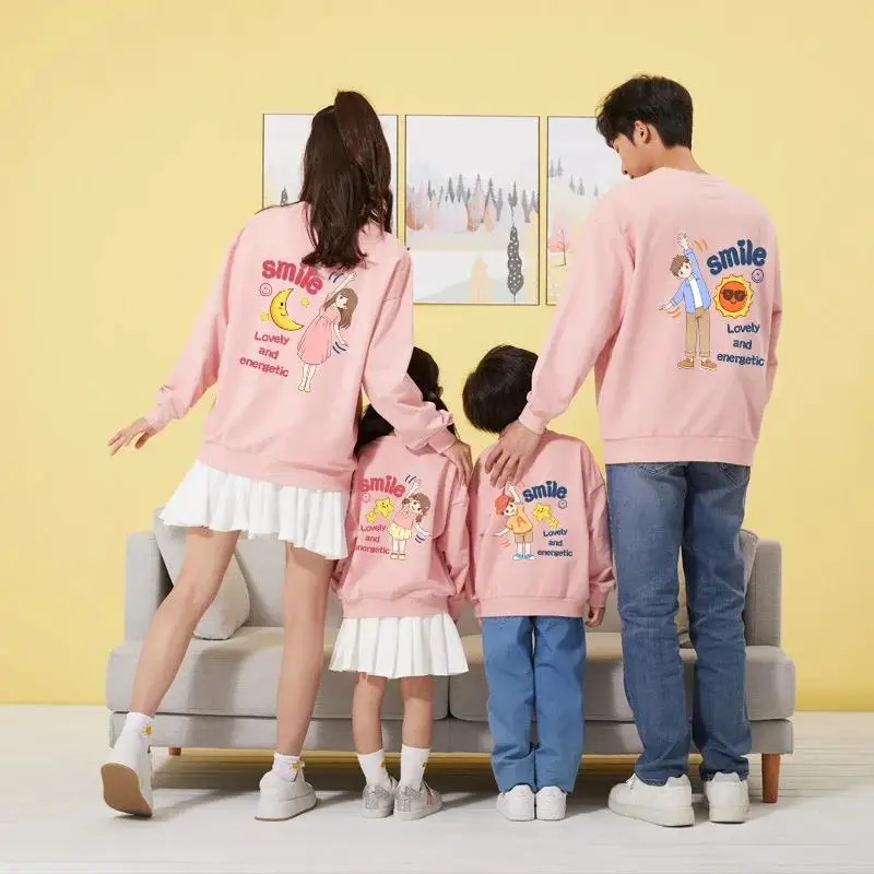 Mom Daughter Tops Dad Son Sweatshirts Winter Autumn Matching Family Outfits Kids Baby Cartoon Shirts Couple Clothes Pullovers