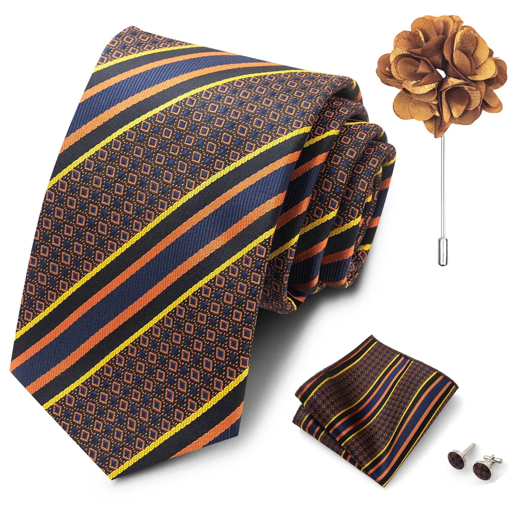 Großhandel Mode 8 cm Krawatte Taschentuch Manschettenknopf Pin Set Männer Krawatte Lila Paisley Anzug Zubehör Fit Hochzeit Geburtstag Geschenk – Detail 39