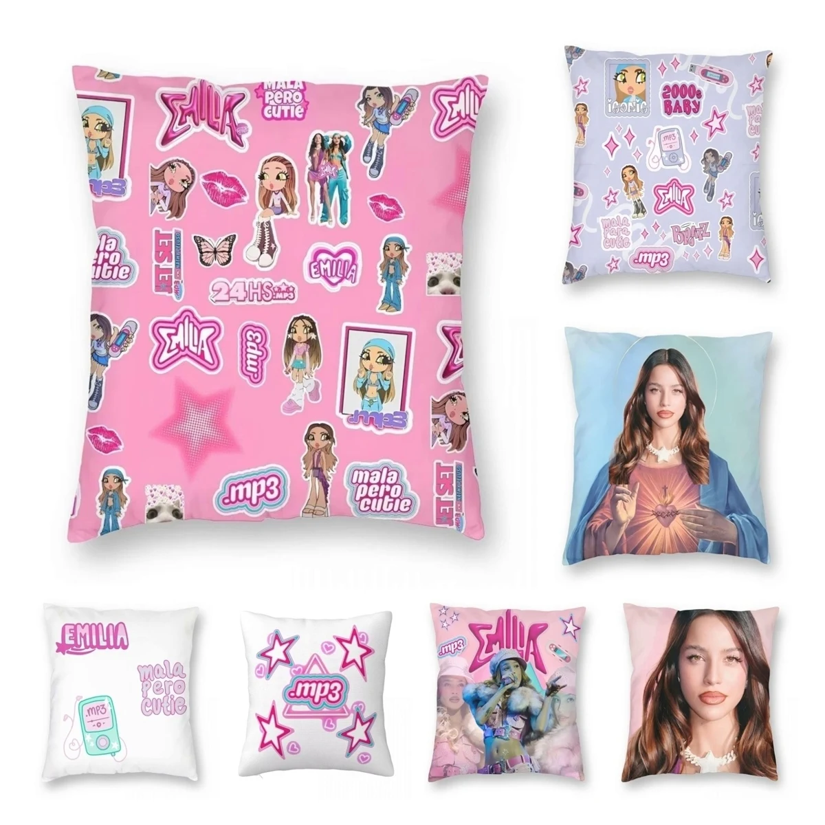 Emilia Mernes MP3 베개 커버 양면 인쇄 폴리 에스터 쿠션 커버 장식 던지기 베개 커버 홈 스퀘어 45*45cm