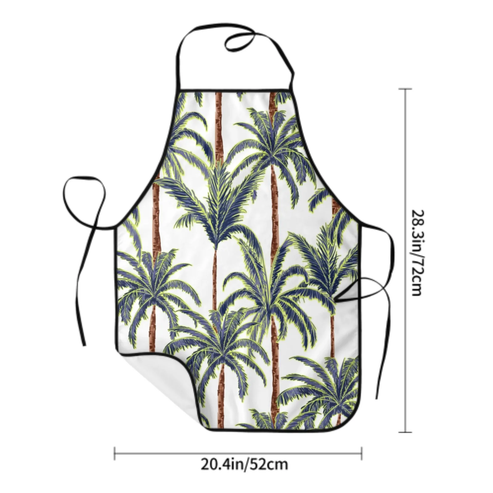 Summer Coconut Tree Polyester locking hem Apron Home Cooking Baking Kitchen Watercolor Apron