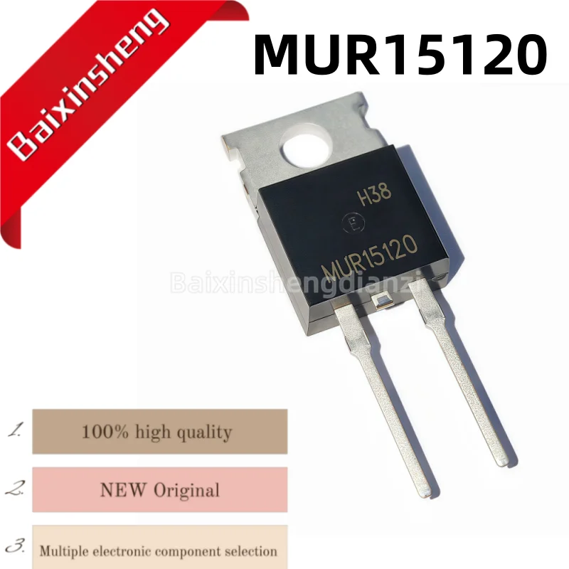 

10 pieces, MUR15120,U15120G,MUR15120G,TO-220-2PIN,15A1200V, Ultra fast recovery diode, brand new in stock