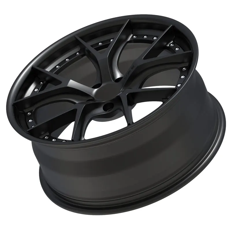 Custom Matt Black Forged Wheels | 2-Piece Factory Concave Rims | 5x112, 5x120, 5x114.3, 5x130, 5x110 | Passenger Car Rims