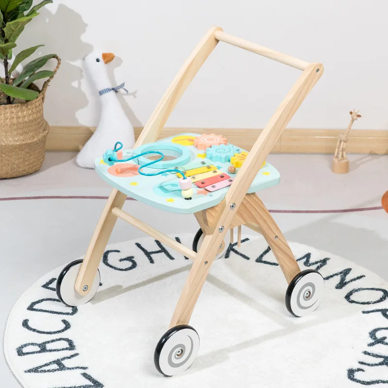Giocattoli per bambini Girello in legno Educazione Montessori Carrello da tavolo occupato Giocattolo sensoriale Giocattoli matematici Giochi creativi Set di blocchi di costruzione