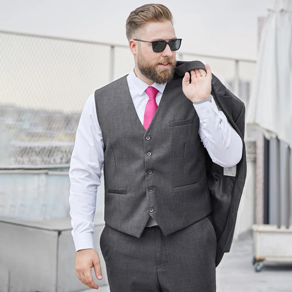 

Men's Suits Big and Tall 3 Piece Vest Set Notched Lapel Classic Fit Breathable Fabric All-Day Comfort