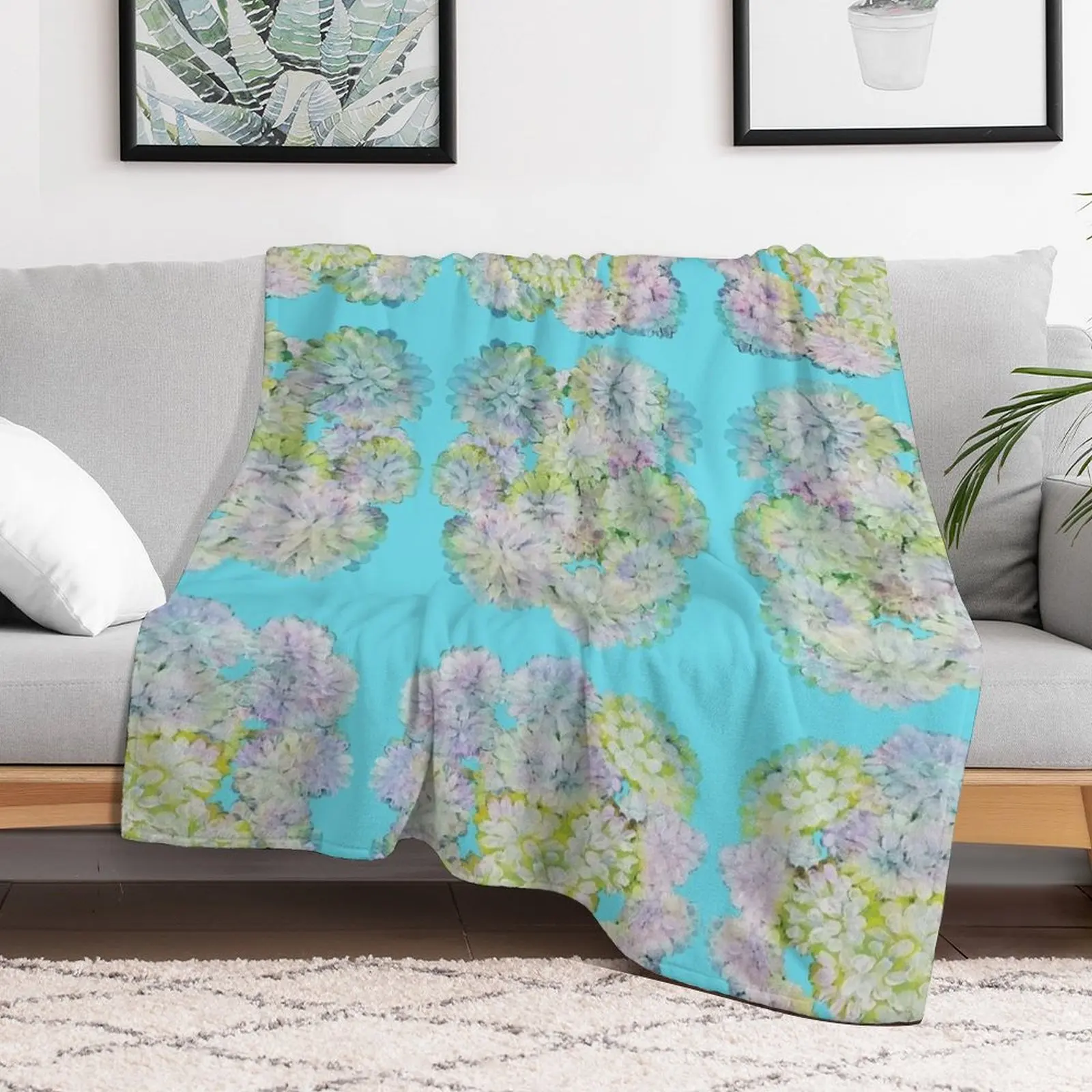 Blooming Flower-Textured Painting Throw Blanket Soft Plush Plaid Luxury Brand Blankets For Sofas Blankets