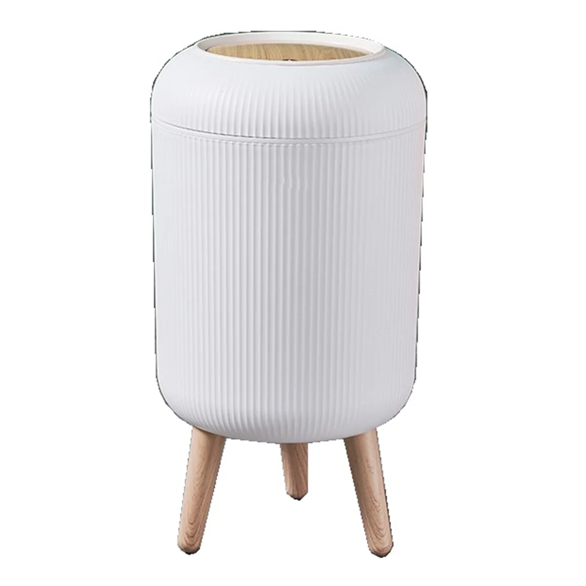 High-Legged Wood Grain Trash Can Plastic Dustbin Suitable for Kitchens, Bedrooms & Offices.