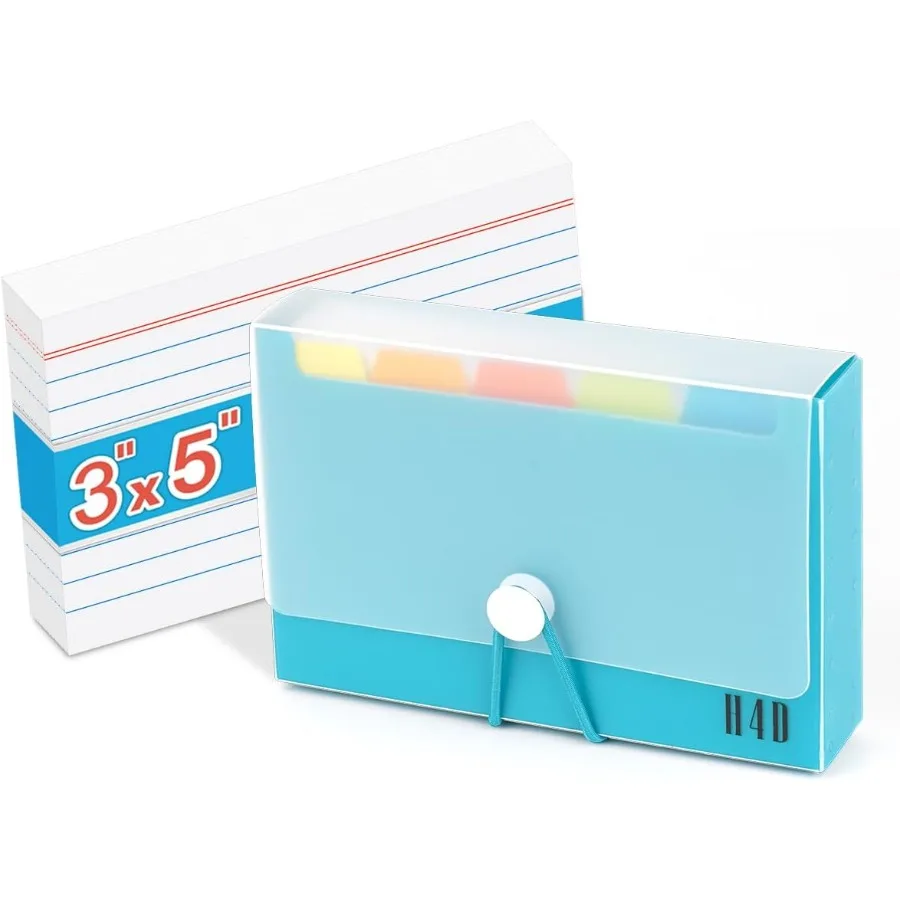 

Футляр для карточек 3x5 с 100 индексными карточками в линейку тяжелой весе и разделителями бирюзового цвета