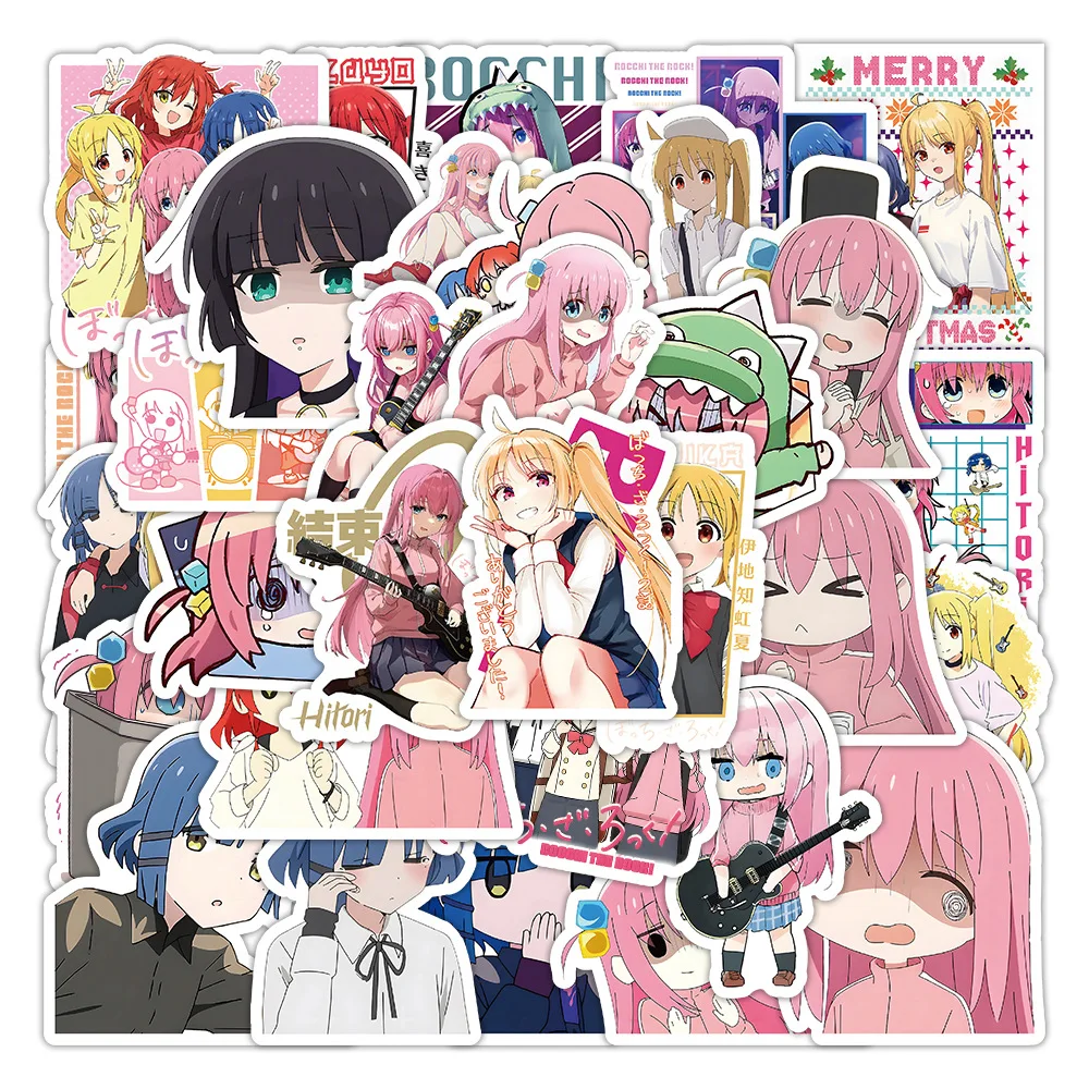 50pcs Anime Bocchi the Rock! Japanese Waterproof Decor Stickers for Water Bottle, Luggage, Scooter, Notebook & Stationery