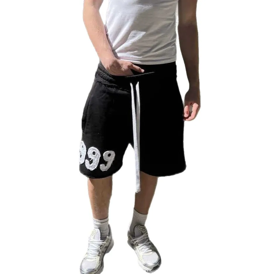 

Шорты с вышивкой, американские уличные модные винтажные свободные шорты, мужские повседневные шорты в стиле ретро Harajuku Y2K, спортивные брюки