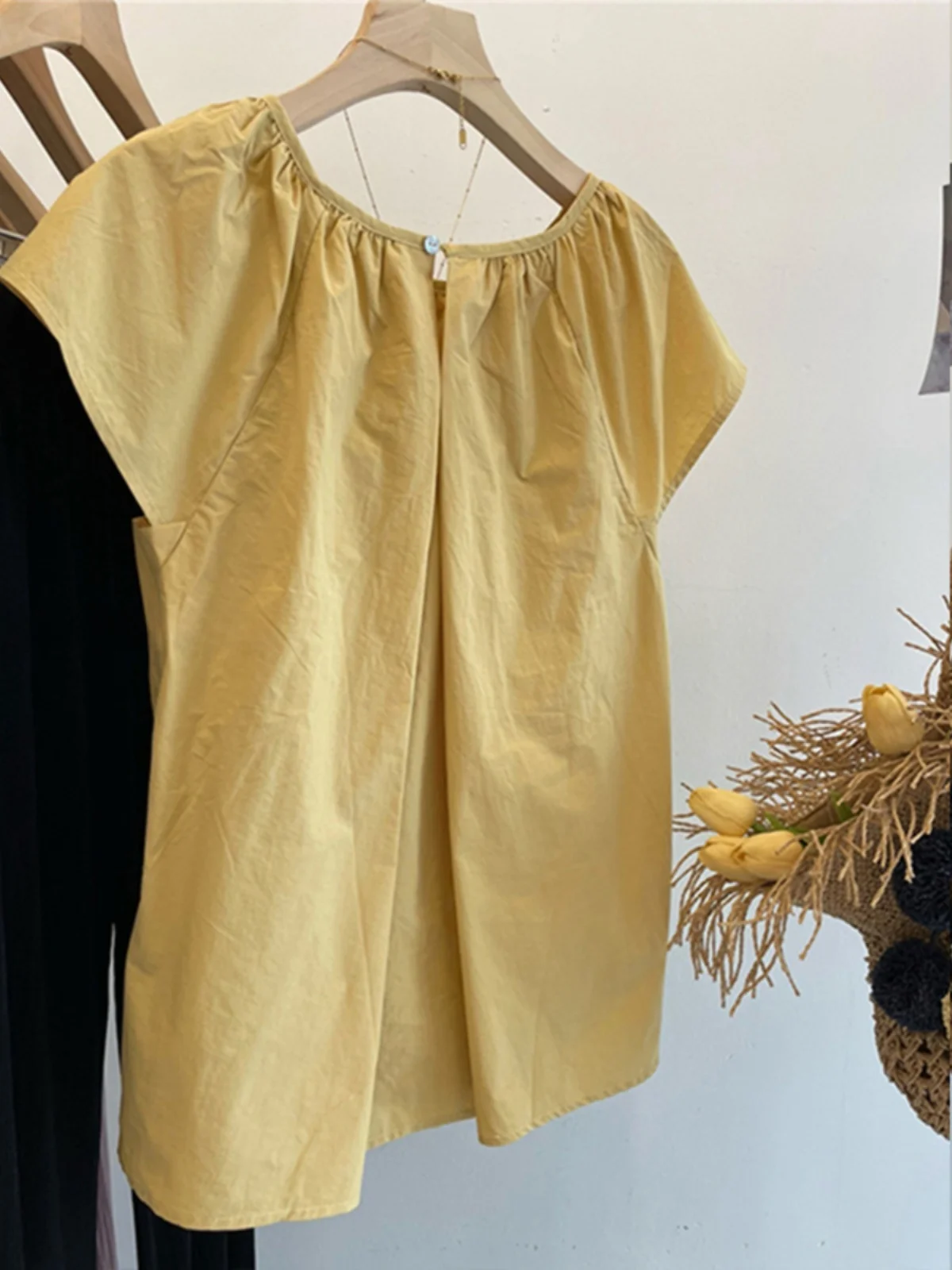 Ele Loose Dames irt Summer Faion Design Sensation ort Sve Babydoll Top Vintage Sle ronde Ne Casual Wear