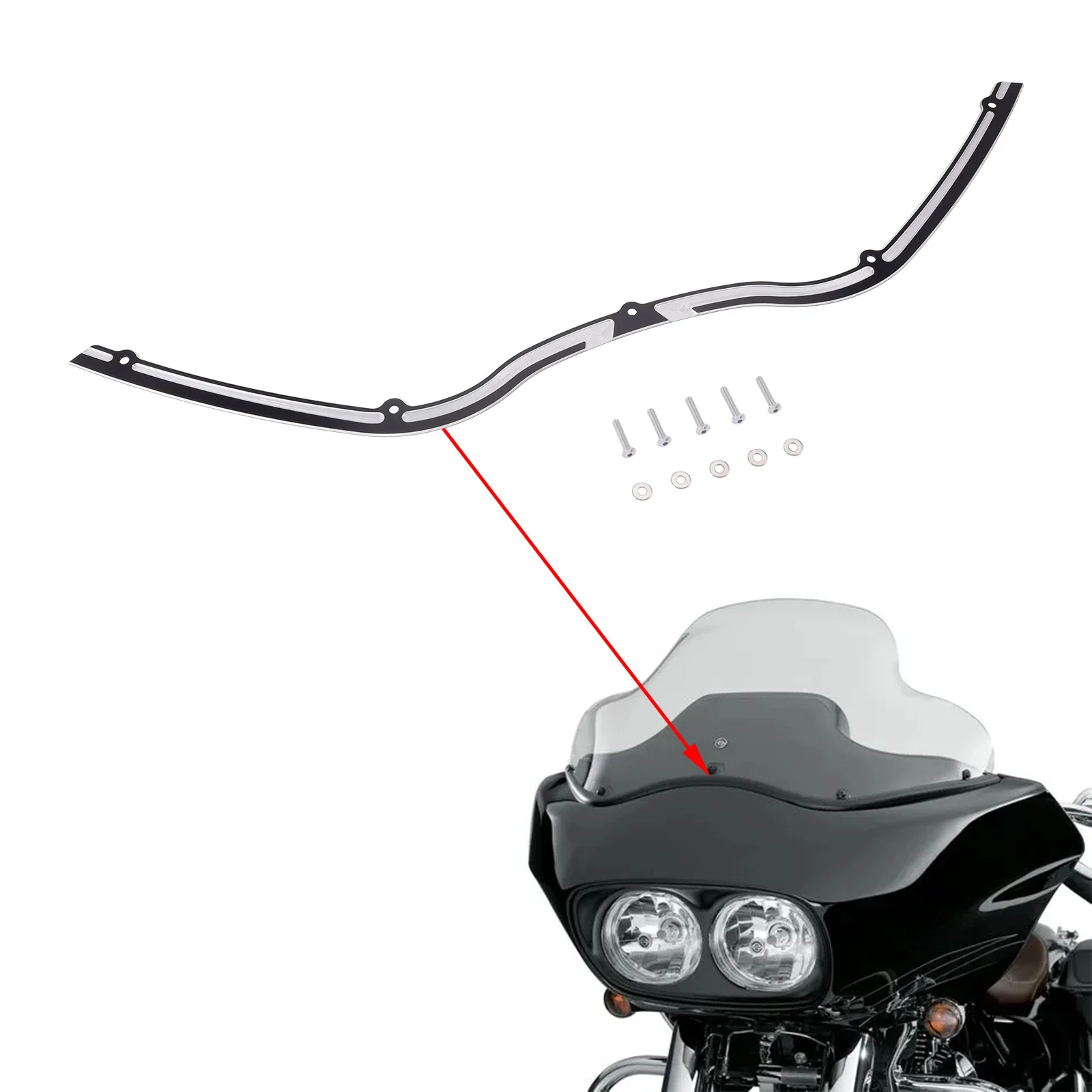 

Аксессуары для мотоцикла, черная отделка лобового стекла 12 дюймов CNC для Harley Road Glide FLTR FLTRX 1997-2013