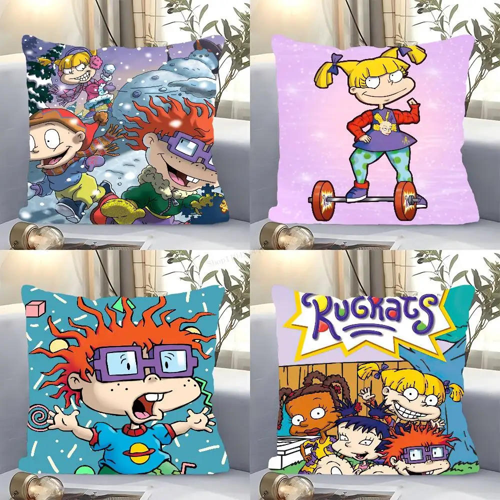 Cartoon R-Rugrats Anime Pillow Case Fashion Square Pillowcase Bedroom Sofa Room Ins Decoration Leisure