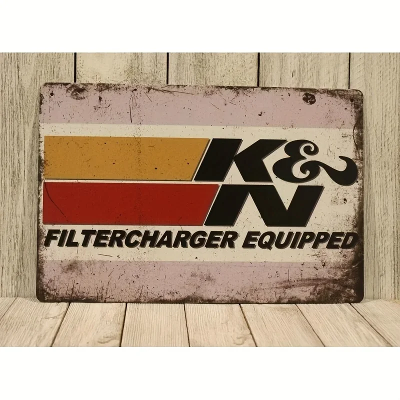 Vintage K&N Oil Filter Metal Logo Wall Art -  Iron Retro Automotive Sign, Rustic Garage Decor for Man Cave, Bar, Cafe, Farmhouse