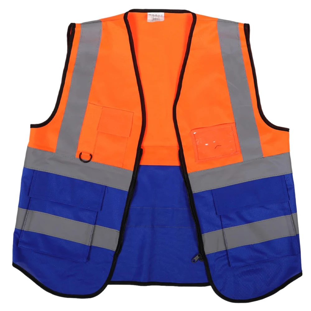 High Visibility Reflective Vest with Pockets and Zipper Unisex Fluorescent Vest for Construction Night Work Man Working Clothes