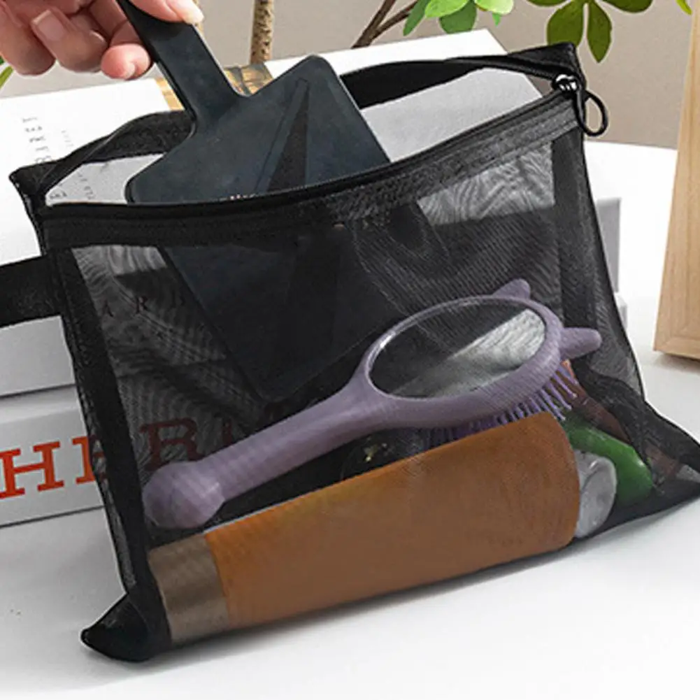 Strong Bearing Capacity Pouch Lightweight Storage Bag Travel Makeup Bag with Zipper Closure Mesh Pouch for Earphone for Commute