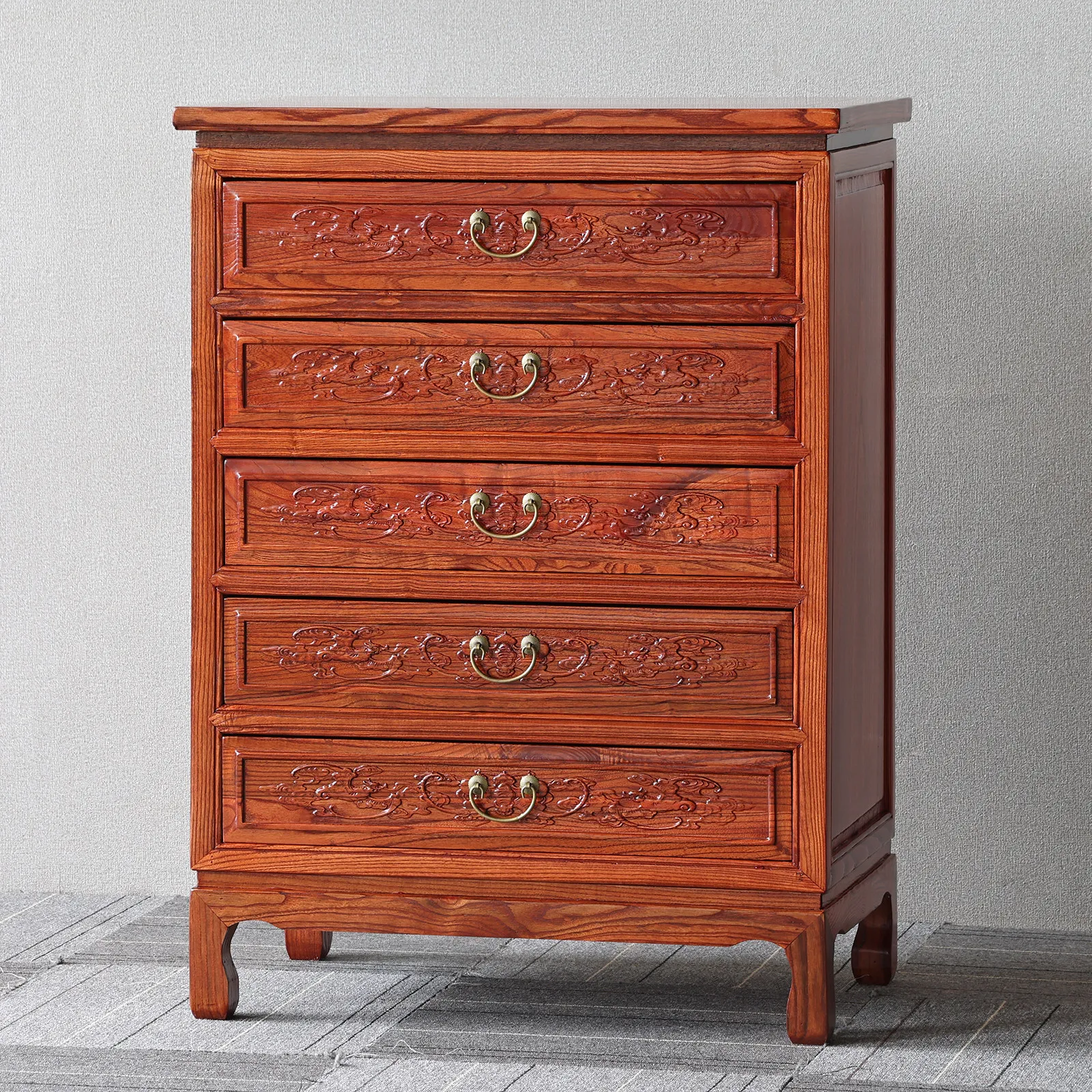 Chinese Elm Wood Sideboard, Freestanding Buffet Cabinet with Storage, Tea & Wine Server for Home & Hotel