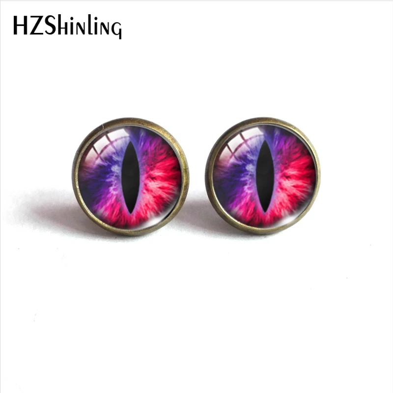 New Arrival Cat Eye Dragon Eyes Colorful Handmade Stainless Steel Earrings Vintage Dragon Eyes Stud Earrings