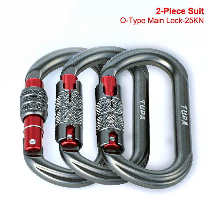 2-Piece Set-Aluminum Alloy O-Type Main Lock 25kn, Lightweight Automatic Lock Outdoor Climbing And High-Altitude Operations,P863
