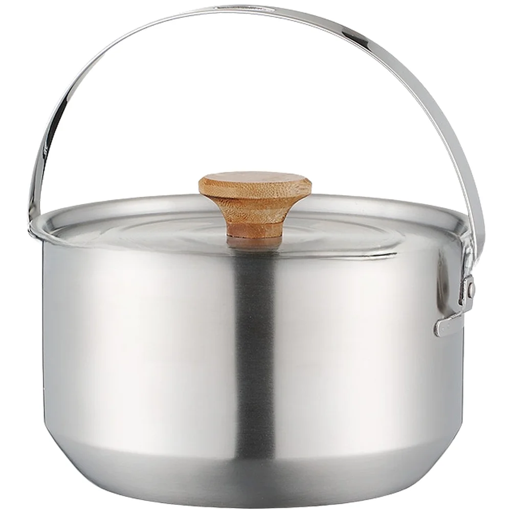 /Stainless /Steel /Camping Pot 4L With Lid And Handle Outdoor Cooking Cookware For Picnic Hiking Soup Stew Boiler Kitchen Equipm