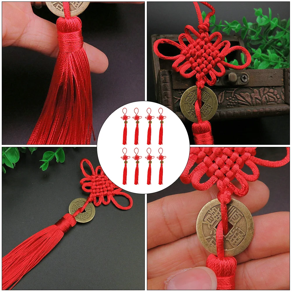 

8Pcs Chinese Knot Pendant Car Hanging Decor Tassel Ornament for Home Bedroom Living Room Car Rearview Mirror