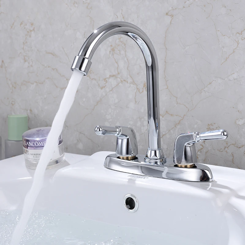 Modern Kitchen Faucet Bathroom Basin Double-handle Hot and Cold Tap Household Basin Swivel Sink Tap Bathroom Accessories